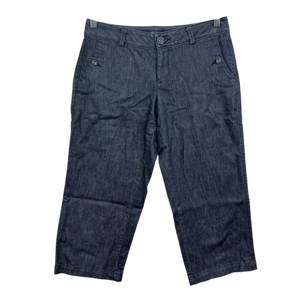 Dockers Womens Denim Cropped Capri Pants Stretch Slash Pockets Blue Wash Size 4*